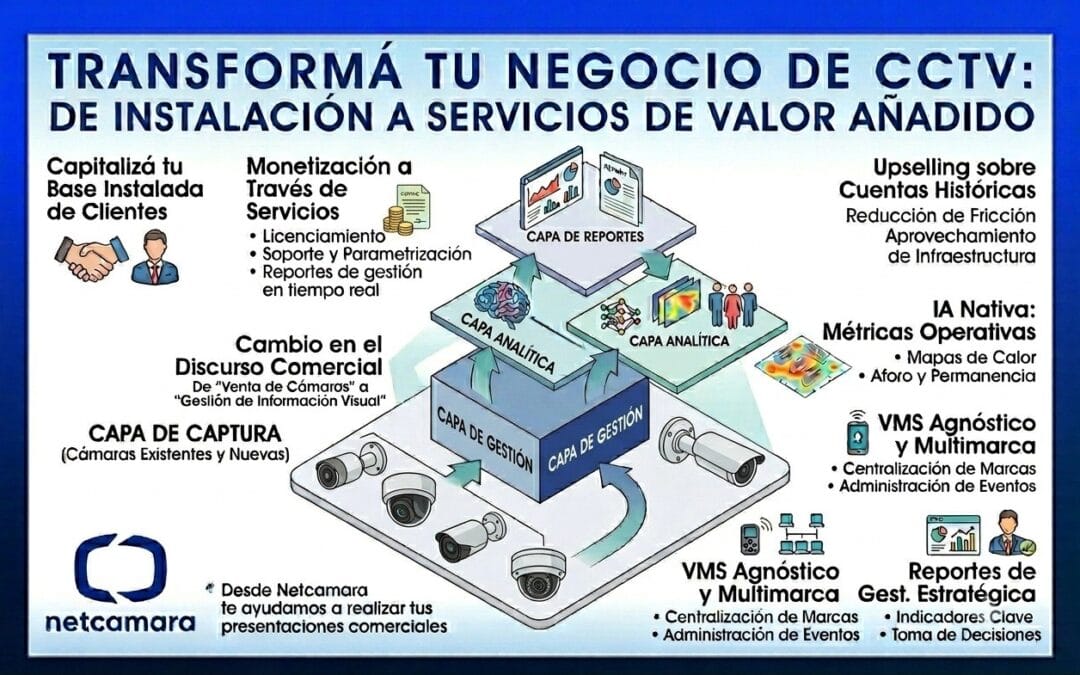 Cómo integrador podés capitalizar tu base instalada de clientes con un VMS agnóstico, IA nativa y reportes de gestión